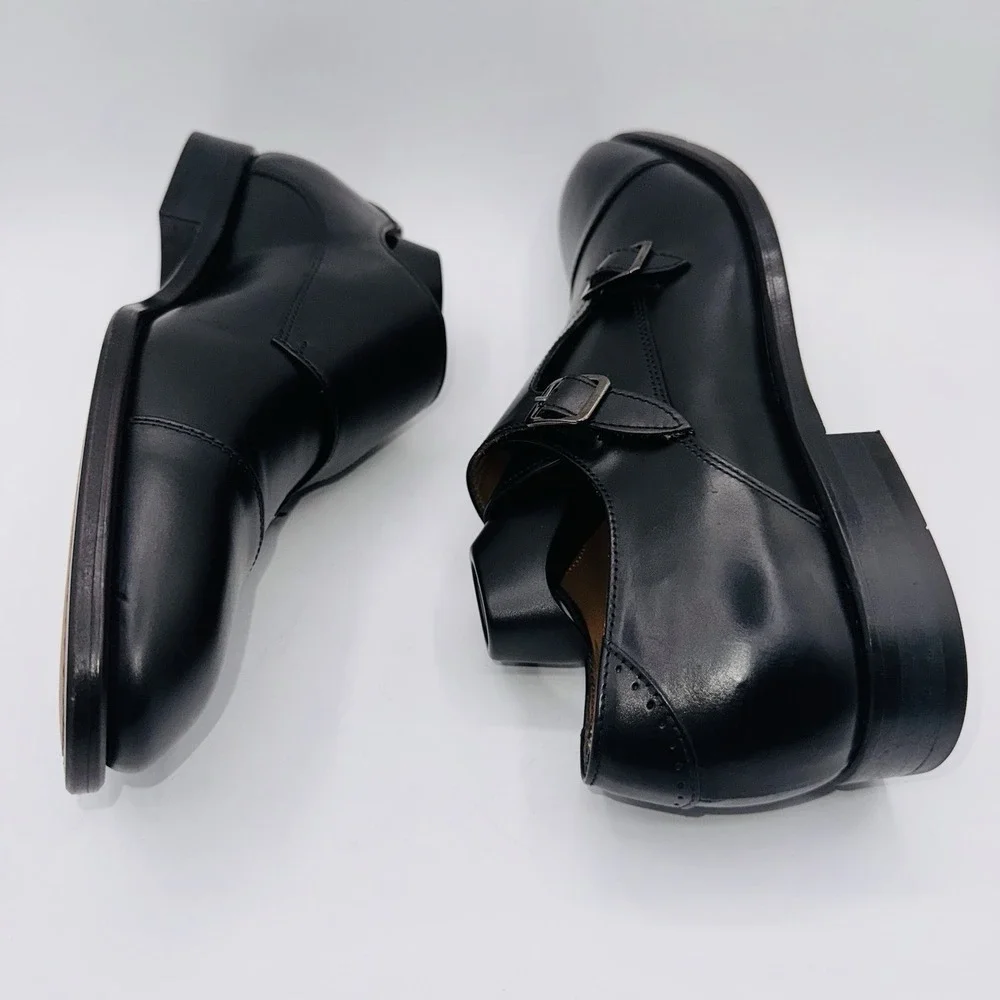 Antonio Maurizi Double‎ Monk Strap Oxfords Men's Size 9 EU 42 Black Leather